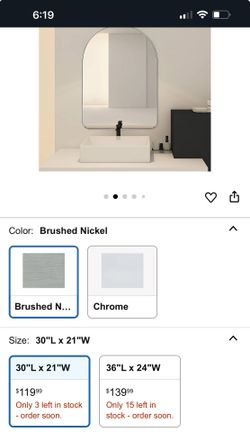 Teebarn Brushed Nickel Arched Mirror  