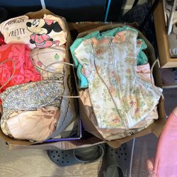 Two Full Bags Of Girl Clothes And Swaddle And Halo Sleep sacks 