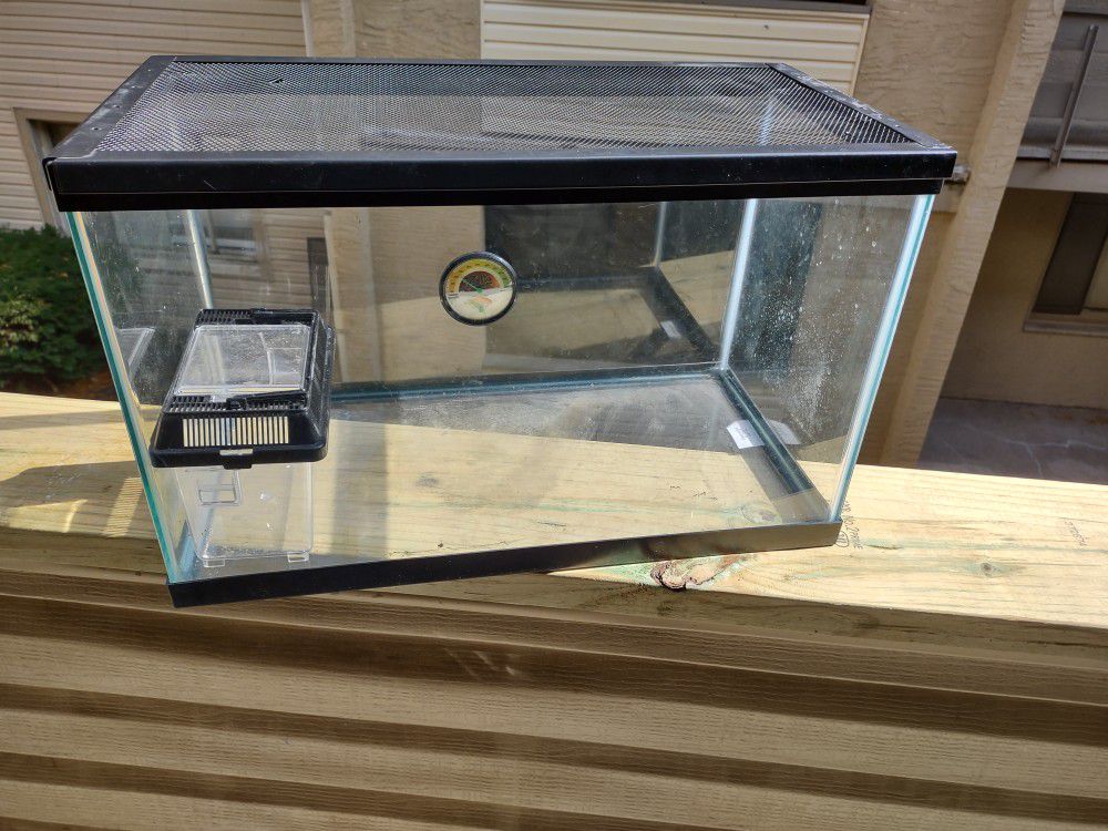 10 Gallon Glass Fish Tank With Critter Lid And Carrier