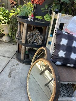 Wine Barrel Shelf And Mirror
