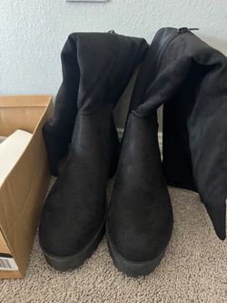 New Black Suede Platform Boots