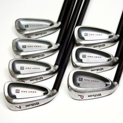 LH Wilson Deep Red Iron Set 4-PW Fluid Feel Stiff Flex Graphite Shaft Re-Gripped