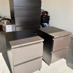 Ikea Malm 2 Black Nightstands