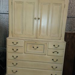 Solid Wood Armoire Shelf Cabinet With Dresser Drawers