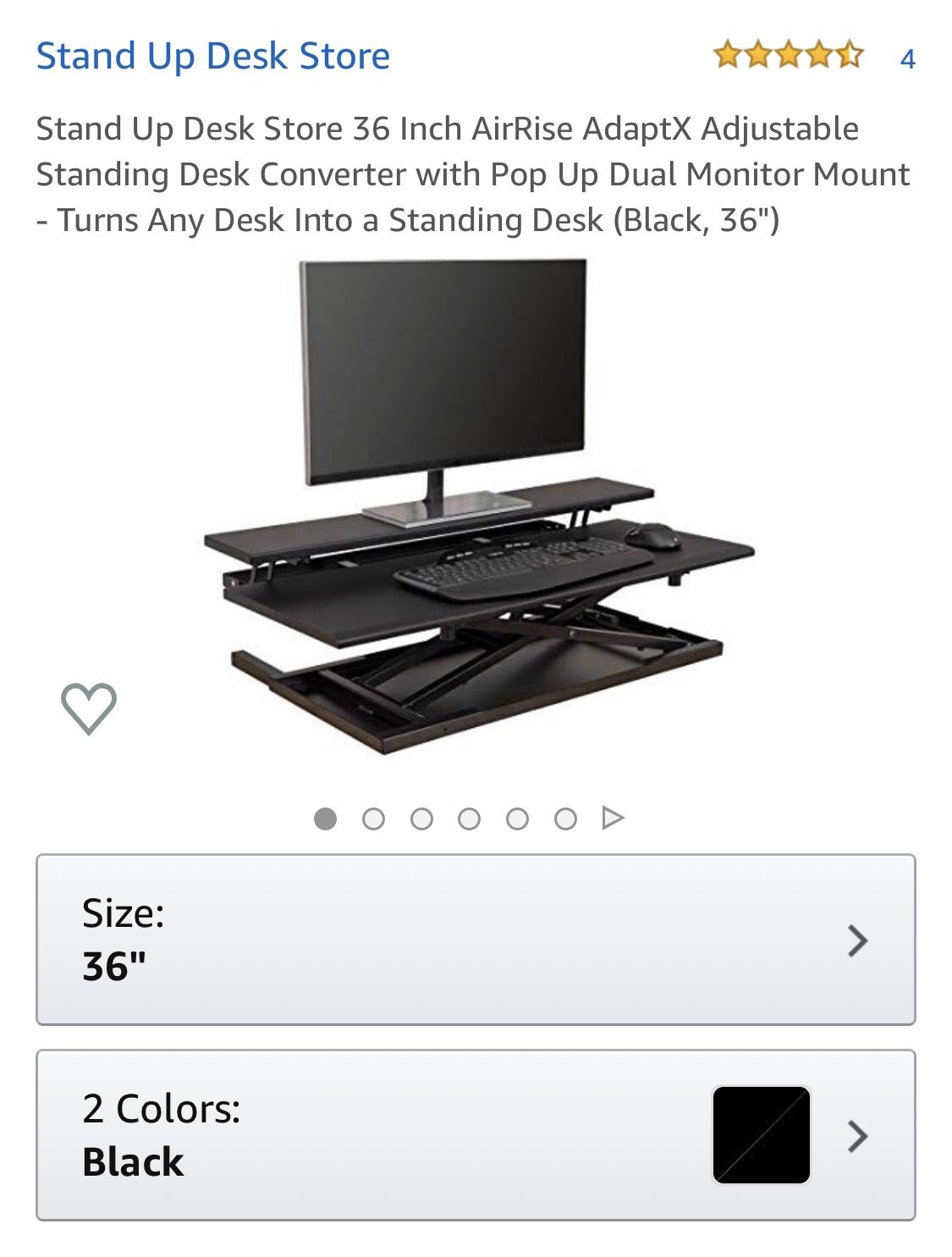 Stand up desk store 36 inch airrise adaptx adjustable standing desk converter with pop up dual monitor mount- turns any desk into a standing desk ( b