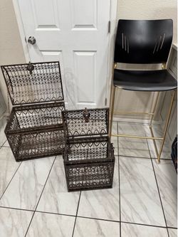 Metal decorative boxes.