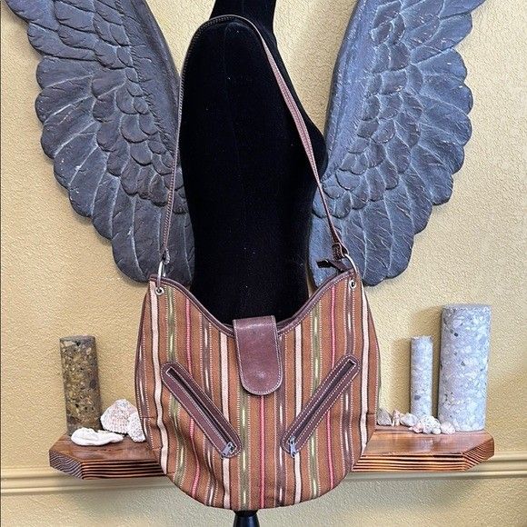 Striped Brown Shoulder Bag