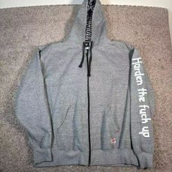 Vintage Red Dragon Skate Board Hoodie Full Zip HTFU Sweatshirt 90s Mens 2XL