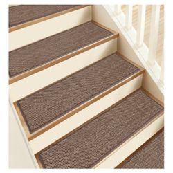 Natural Linen Non Slip Stair Treads, 15 Pack 8"x30" Stair Treads with Reusable TPE Adhesive Backing New