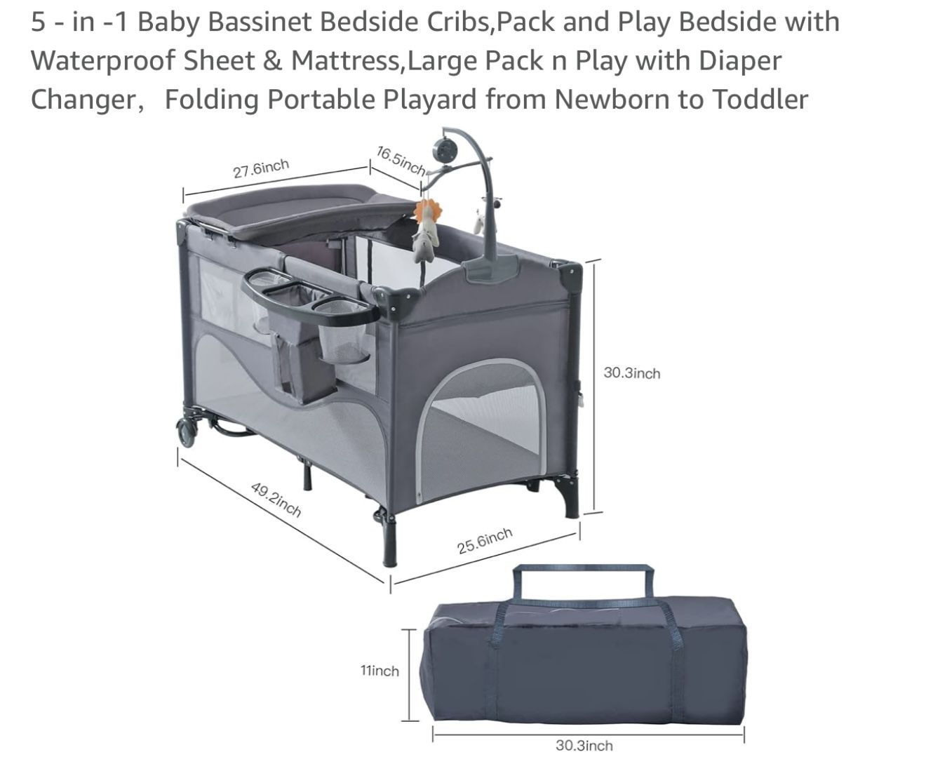 5-in-1 Baby Bassinet Bedside Crib