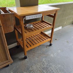 Rolling kitchen prep table bbq island cart