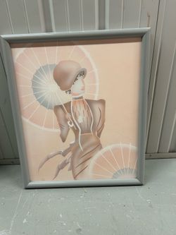 Vintage lady with hat painting