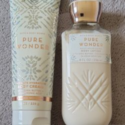 Set of 2 - Bath & Body Works Pure Wonder Body Cream + Lotion 8 oz each.