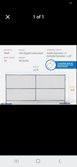 Temporary Chain-Link Fence Panel 6x12 ft