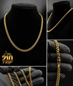 NEW 21” Cuban Chain – Italy Stamped 925 Sterling Silver (Gold Plated)