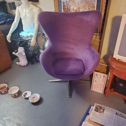 Purple Velvet Egg Chairs Tilt Mechanism