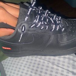 Supreme Air-forces With Black And White Supreme Laces