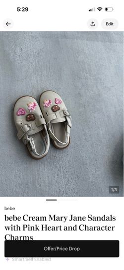 Bebe Cream Mary Jane Sandals with Charms