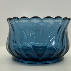 Blue Glass Scallop Edge Candy Dish Bowl