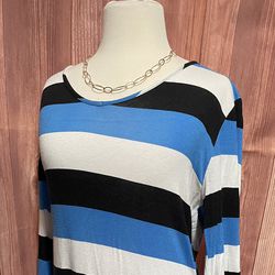  Bellino USA women’s 3/4 sleeve blue and white striped 👗 dress  Size Xl 
