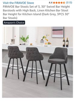 Firavoe Swivel Bar Stools (3)
