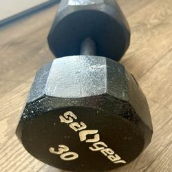 Single Cast Iron Hex Dumbbell  (Single One) 30 lbs