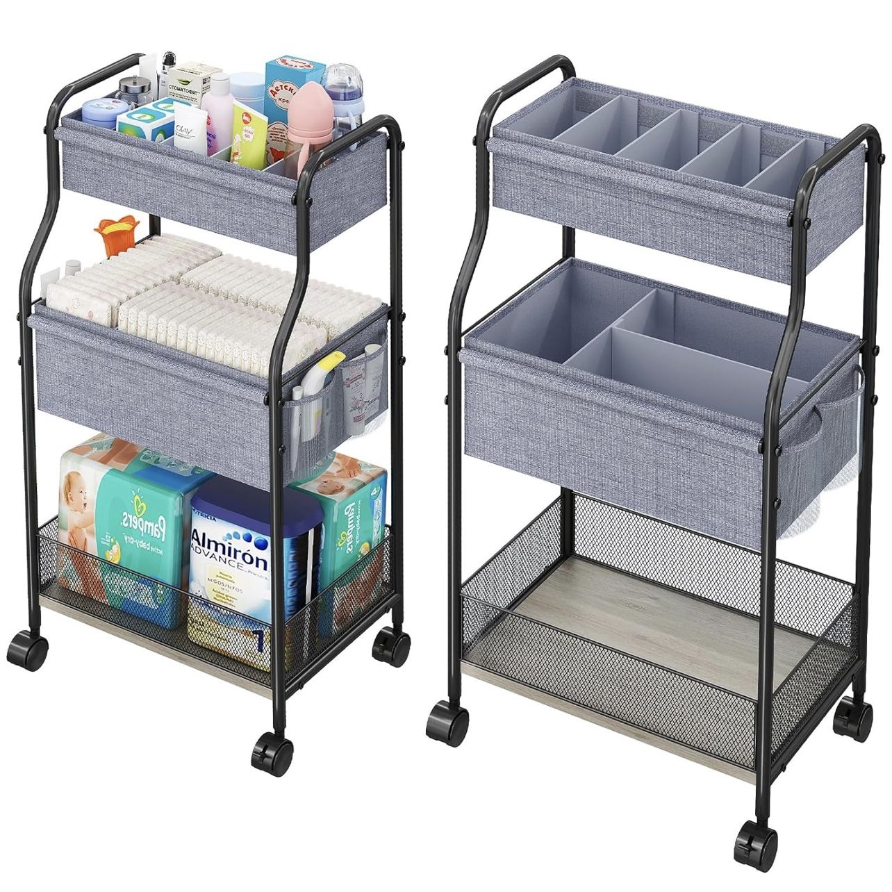 3-Tier Baby Diaper Caddy Organizer and Storage Cart