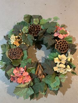 Decorative Floral Wreath with Lotus Pods