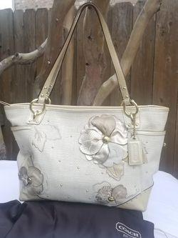 Coach floral applique tote