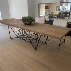 Large 118” Real Wood Dining Table – Seats 10