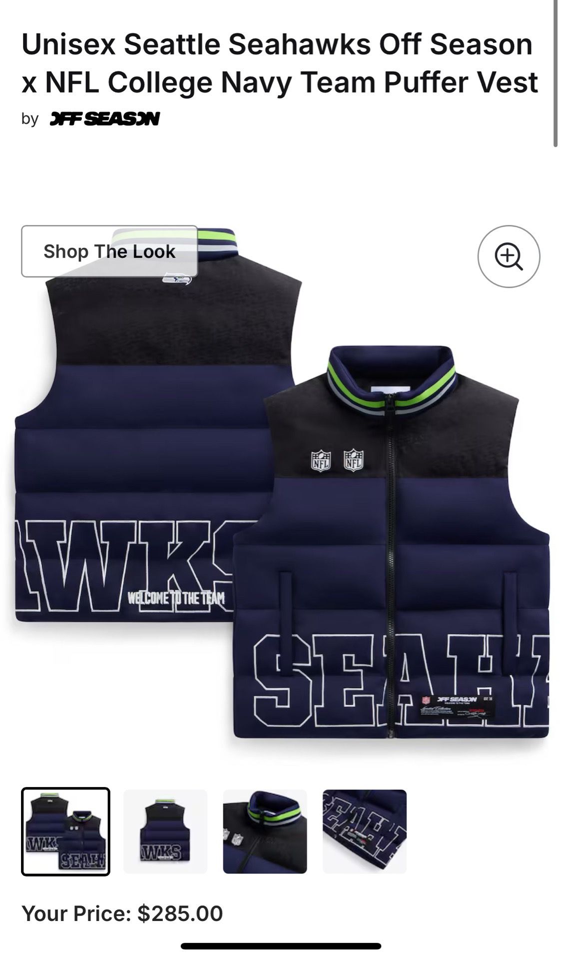Seahawks Puffer Vest