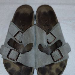 WOMENS/MENS BIRKENSTOCK BETULA SANDALS SZ L6-37/M4-45 SLIDES taupe/putty color