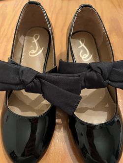 Sam Edelman Black Patent Mary Jane Flats with Bow