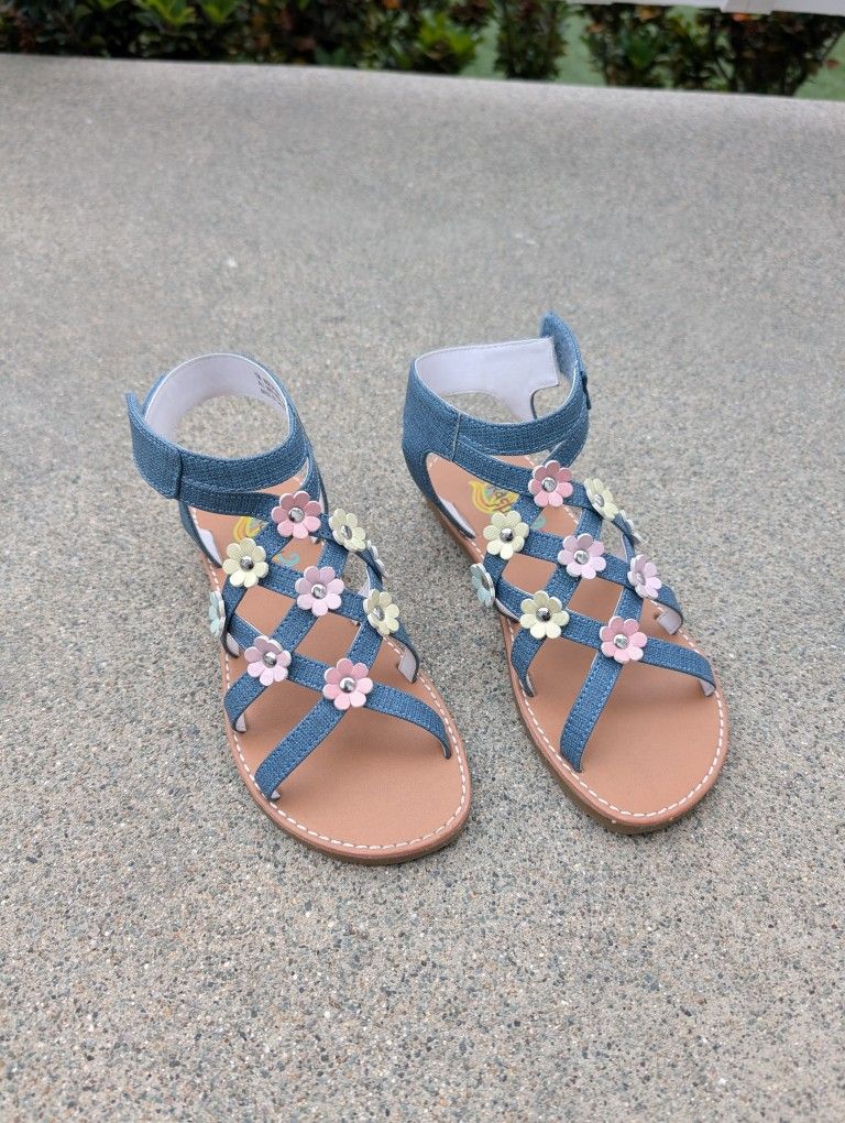 Rachel Shoes Blue and Pink Floral Sandals