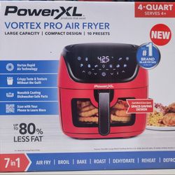 PowerXL 4-Quart Digital Air Fryer with Fry Tray, 10 Presets, One Touch LED Panel