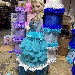 Elsa Frozen Dress Style Pinata With Balls