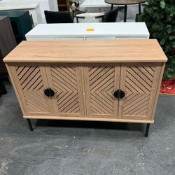 HLR 47" Modern 4-Door Sideboard Buffet Cabinet with Storage and Adjustable Shelves for Dining Room, Light Brown 24YJJ088