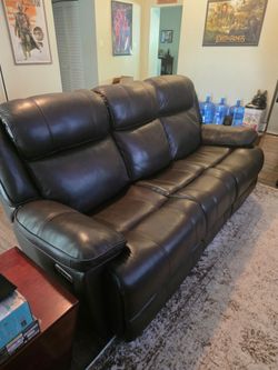 Electric Reclining Leather Couch