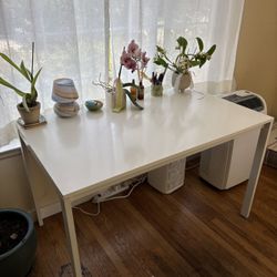 Large white IKEA desk