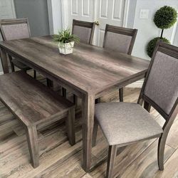 Dining Table With Four Matching Chairs And Bench 