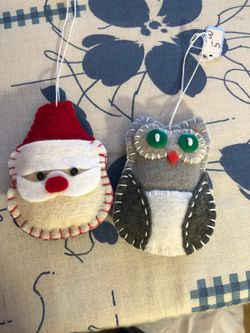 Homemade owl/Santa ornaments