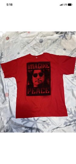 Red John Lennon Imagine Peace Graphic Print Music Band T Shirt Size medium?