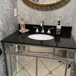 Bathroom Sink Vanity With Faucet, Granite Countertop And Backsplash Included