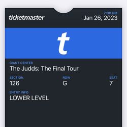 2 tickets to The Judds: the Final Tour