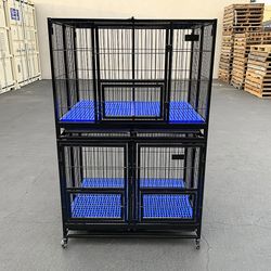 (New) $370 Set of (2) Stackable Heavy-Duty Dog Cage Crate 41x31x65 inches 