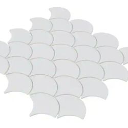 Retro Bianco Scallop 10"x13"x0.24" Glossy Porcelain Mesh-Mounted Mosaic Tile