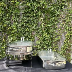 2- 2 piece stainless steel rectangular bakers (5 quarts) and Stainless Steel Rack.