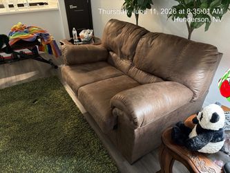 Brown loveseat