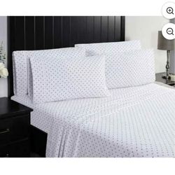 Queen Sheet Set White And Black