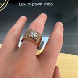 18K solid yellow gold 2ct natural diamond men’s ring